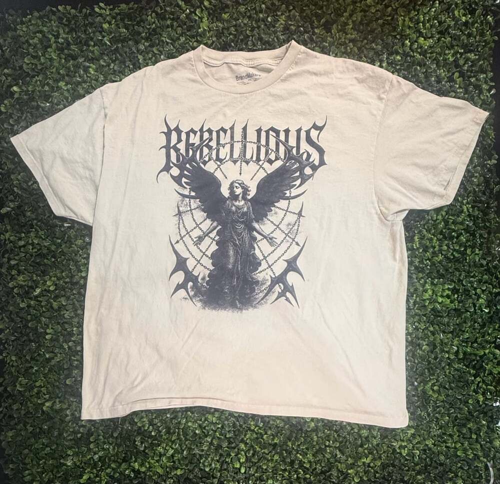 BrandMakers Rebellious Angel Graphic T-Shirt Natural Beige XXL